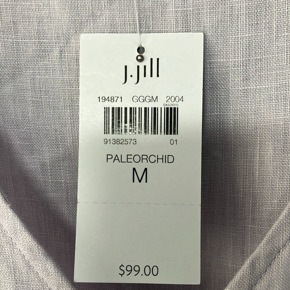 J Jill LoveLinen M Pastel V-neck Sleeveless Shift Dress Knee Length Lightweight - Picture 2 of 10